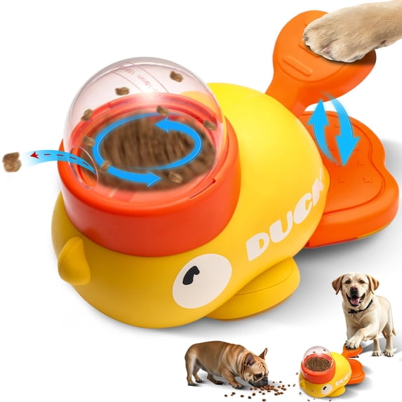 Rechale 2-in-1 Dog Interactive Treat Dispenser Toy – Adjustable Slow Feeder Puzzle with Eco-Friendly ABS Design | Mental Stimulation & Anti-Gulping Training Tool for Small/Medium Puppies (Yellow)