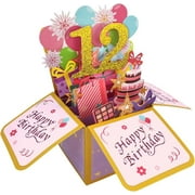 Rechale 3D Pop-Up Surprise Birthday Card with Gift Box - Unique Interactive Greeting Card for Family & Friends, Creative Memorable Celebration Gift 12th