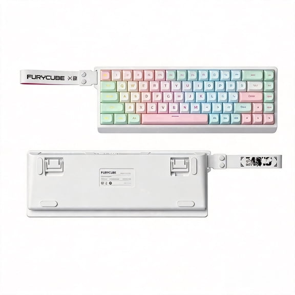 Rechale 60% Layout 68-Key Wired RGB Mechanical Feel Keyboard, PBT Keycaps, Removable Ribbon, Silent Gasket Structure, 8000Hz Polling Rate, RGB Backlit, for PC Gamers Office Windows Macpink&green