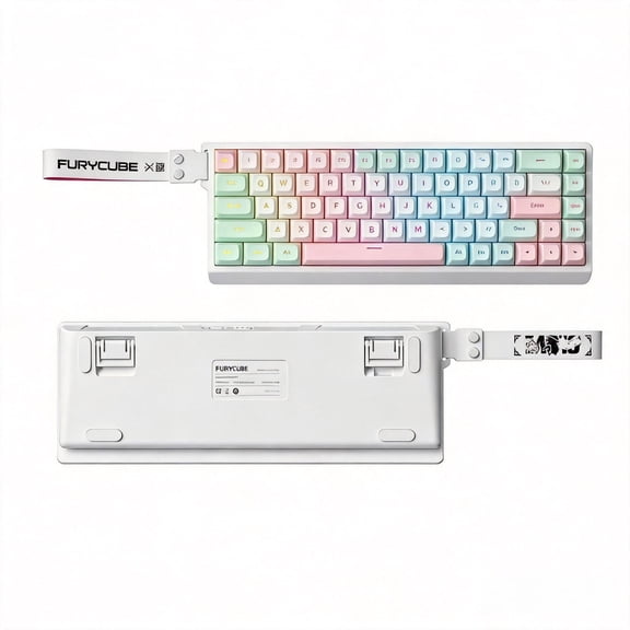Rechale 60% Layout 68-Key Wired RGB Mechanical Feel Keyboard, PBT Keycaps, Removable Ribbon, Silent Gasket Structure, 8000Hz Polling Rate, RGB Backlit, for PC Gamers Office Windows Macpink&green