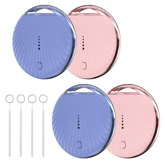 Rechale Air Tracker 4 Pack Work with Find My APP (iOS Only),Waterproof,Tracker Tag,Item Locator with Sound for Luggage, Backpack, Suitcases, Replaceable Battery (Pink & Blue)