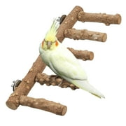 Rechale Bird Ladder Perch for Cage, Natural Wood Bird Parrot Perch Stand Parrot Perch Bridge Climbing Chewing Toys for Small Medium Animal
