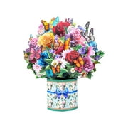Rechale Butterfly Flower Bouquet Pop Up Cards, Butterfly Bouquet 3D Popup Greeting Cards, Mothers Day Flower Card, Get Well Soon Card, 3D Birthday Card with Envelope and Note, Gift for Christmas
