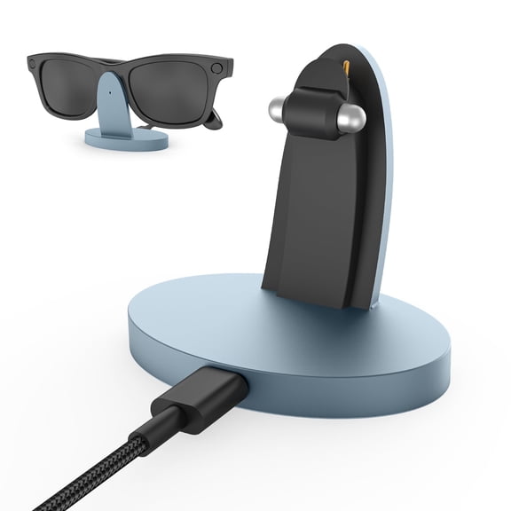 Rechale Charging Stand & Cable Compatible with Ray-Ban Meta Smart Glasses High/Low Bridge Fit, Fast Charging Dock with USB Type C - Black