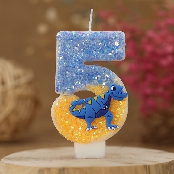 Rechale Creative Birthday Number Candles, Birthday Cake Candles, Birthday Party Wedding Anniversary Decoration, Cake Decoration (Anime Dinosaur, 5)