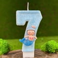 thumbnail image 1 of Rechale Creative Birthday Number Candles, Birthday Cake Candles, Birthday Party Wedding Anniversary Decoration, Cake Decoration (Blue Mermaid, 7), 1 of 11