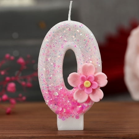 Rechale Creative Birthday Number Candles, Birthday Cake Candles, Birthday Party Wedding Anniversary Decoration, Cake Decoration (Pink Flowers, 0)
