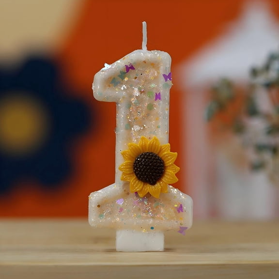 Rechale Creative Birthday Number Candles, Birthday Cake Candles, Birthday Party Wedding Anniversary Decoration, Cake Decoration (Sunflower, 1)