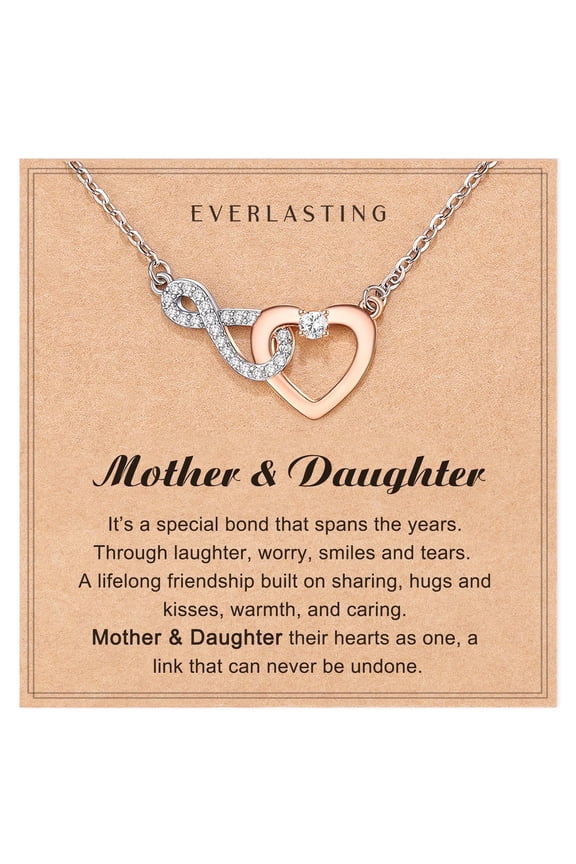 Dainty Heart-felt Infinity Heart Necklace for Mother Daughter , Love Heart Pendant Necklace Jewelr for Women Daughter on Birthday Christmas Mother's Day Valentines Day