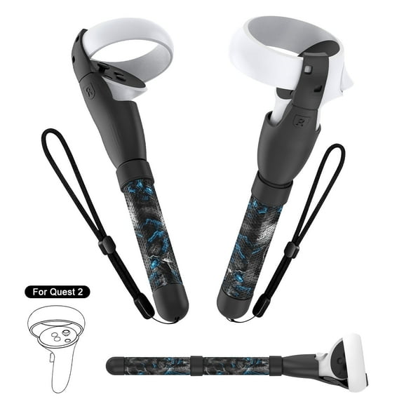 Rechale Handle Attachments for Meta Quest 2, Controller Accessories for Quest 2, VR Game Gorilla Tag Long Arms Sticks, Beat Saber Handle Extensions Grips for Meta Quest 2 (Blue Skull)