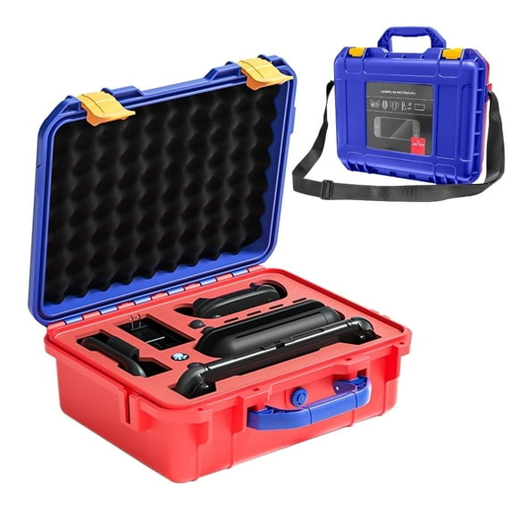 Rechale Hard Carrying Case for Nintendo Switch 2, Professional Deluxe IP67 Waterproof Travel Case with Soft Lining, Large Capacity Storage for Console, Pro Controller & Accessories(Red & Blue)