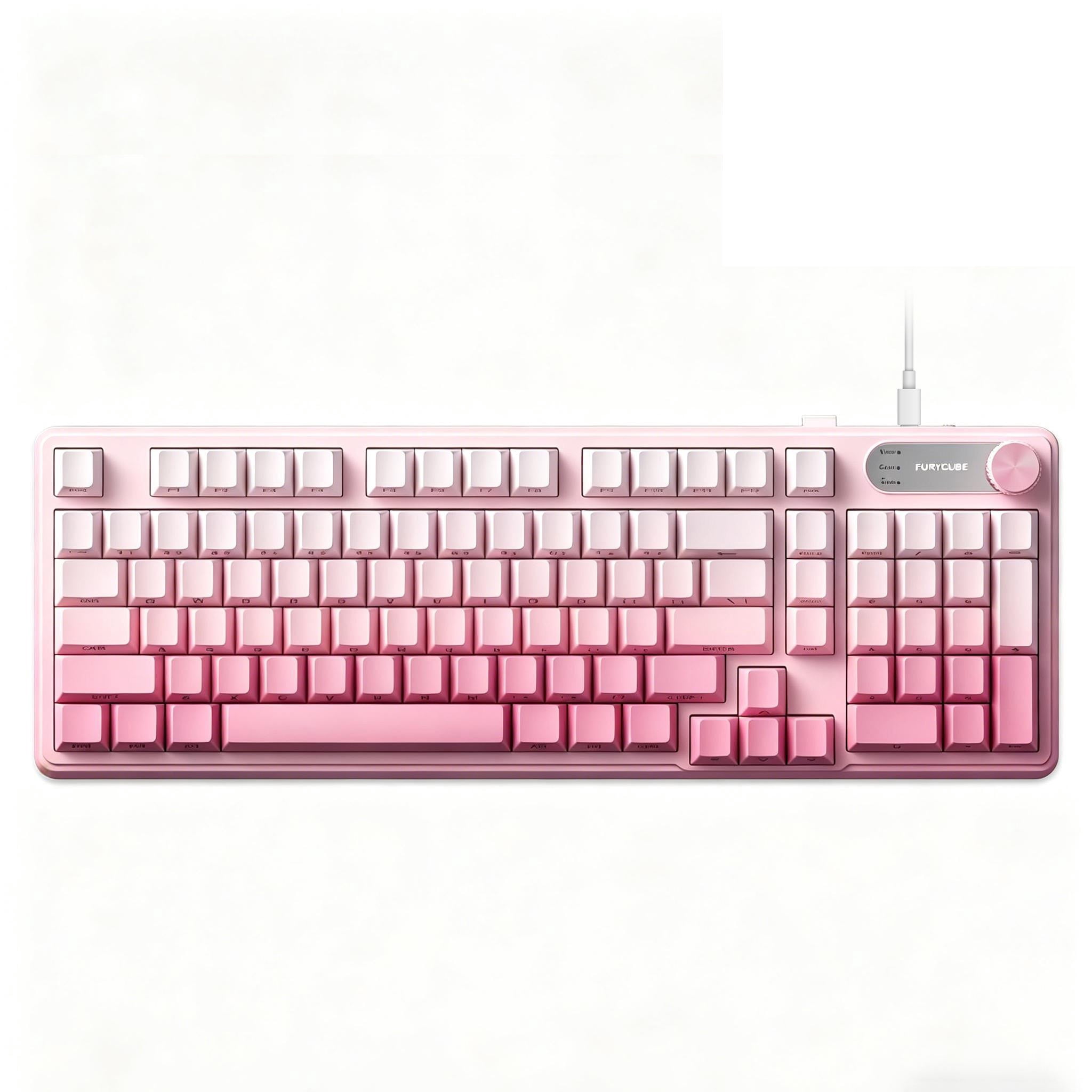 Rechale IP98 Mechanical Feel Keyboard, 98-Key Wired Gaming Keyboard, IPX8 Waterproof Side Printed PBT RGB Keycaps, 19-Key Anti-Ghosting (Pink)