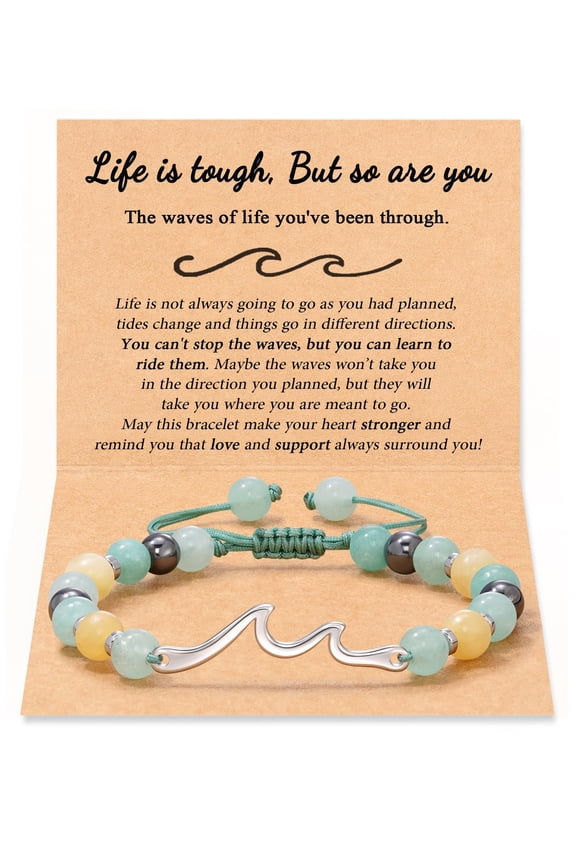 Inspirational Bracelet for Women, Get Well Gift Natural Stone Positive Bracelet with Encouragement Card Motivational Jewelry for Women Sister Friends Spiritual Gift, Mother Day's Gift