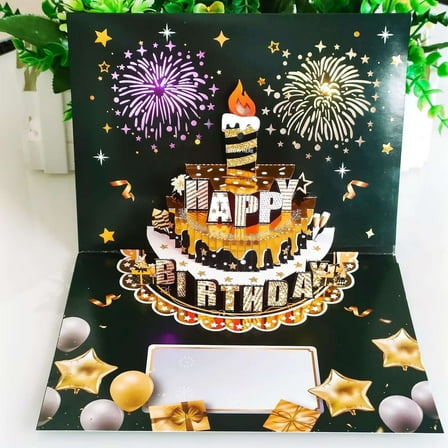 Rechale Musical Birthday Cards, 3D Pop Up Card with Music and Light, Birthday Cards with Interactive Blowable Candle, Gift for Her Him Mom Grandma Wife Husband