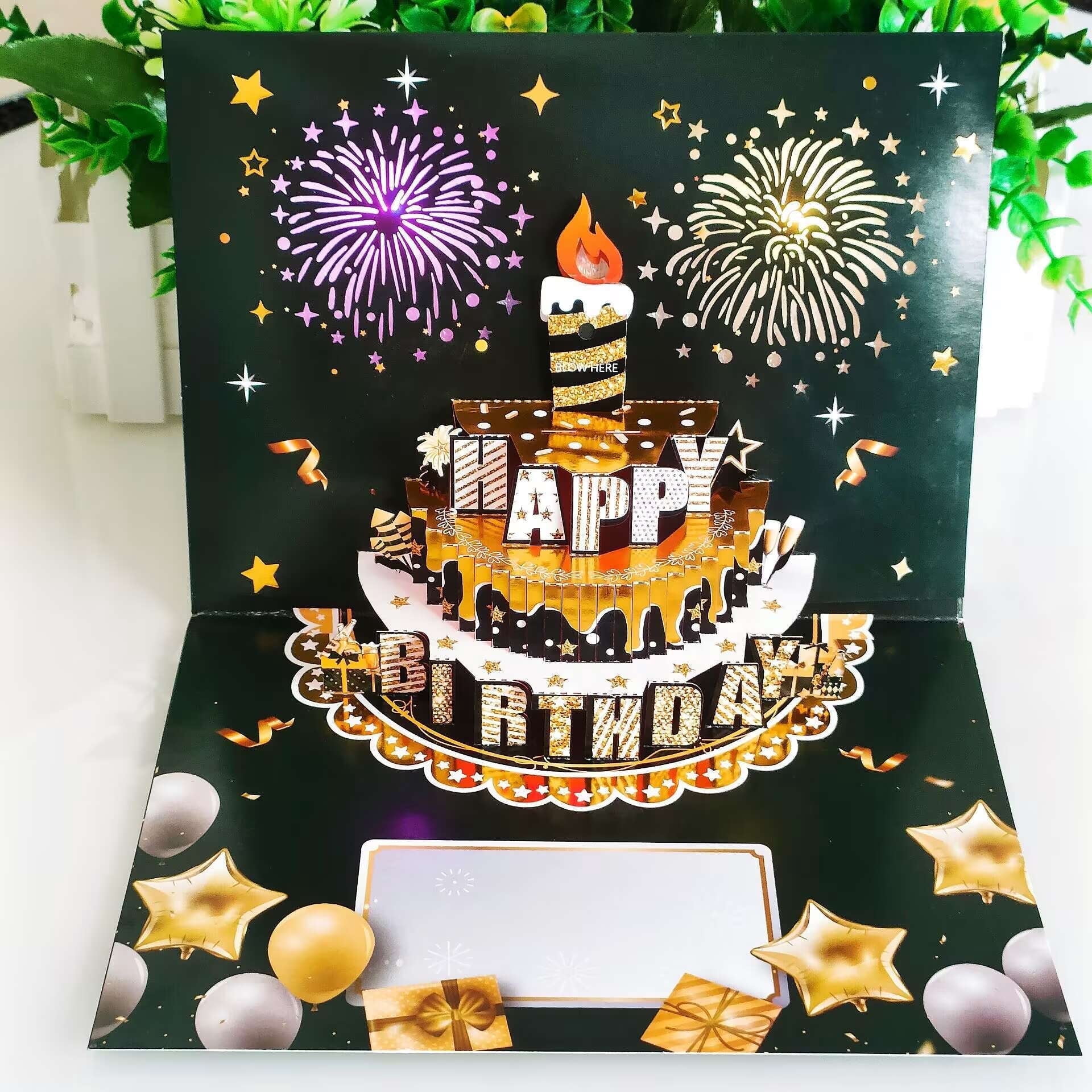 Rechale Musical Birthday Cards, 3D Pop Up Card with Music and Light ...