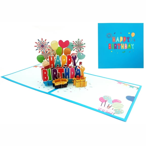 Rechale POP UP Happy Birthday Cards, Pop Up Card Premium Handcrafted Postcard, Surprise Greeting Birthday Gift for People of All Ages