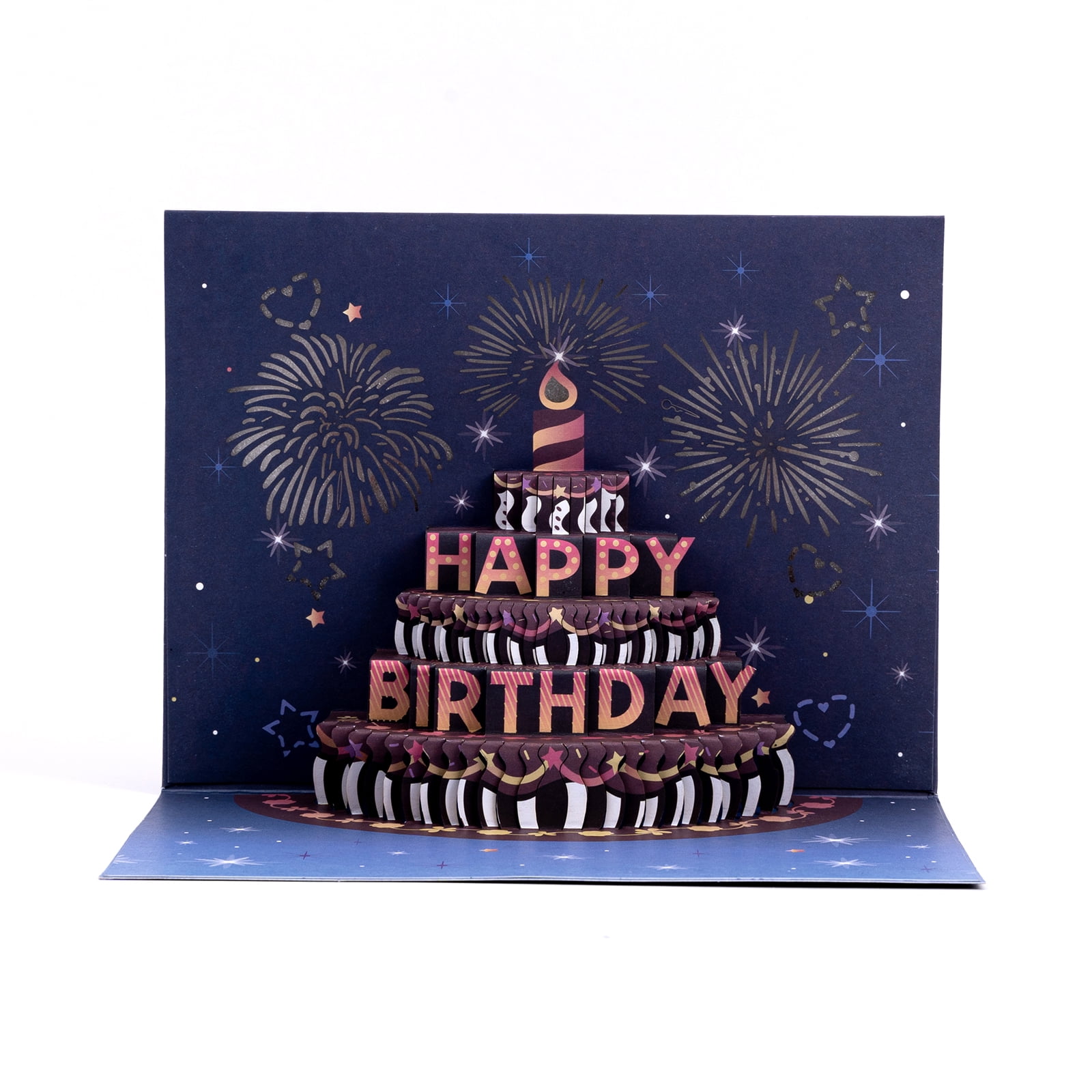 Rechale Pop Up Birthday Cards Fireworks Cake with Light and Music, 3D ...