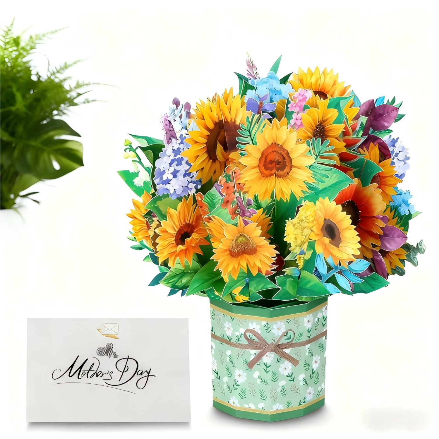 Rechale Sunflower Bouquet Pop Up Card, 3D Flower Greeting Card with ...