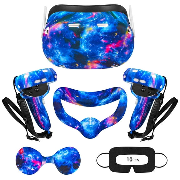 Rechale VR Silicone Case for Meta Quest 2, Design Upgraded Accessories for Oculus Quest 2, Face Cover, Controller Grips, Shell Cover, Lens Cover, Disposable Eye Cover(Starlight Blue)