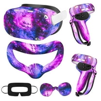 Rechale Accessories for Oculus Quest 2, VR Accessory Set for Meta Quest 2, with Controller Grip Leather Cover, VR Shell Cover, Face Cover, The Best Gifts for Christmas (Starlight Purple)
