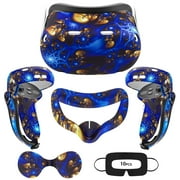 Rechale VR Silicone Case for Meta Quest 2, Design Upgraded Accessories for Oculus Quest 2, Face Cover, Controller Grips, Shell Cover, Lens Cover, Disposable Eye CoverBlaze Blue