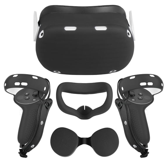 Rechale VR Silicone Case for Meta Quest 2, Design Upgraded Accessories for Oculus Quest 2, Face Cover, Controller Grips, Shell Cover, Lens Cover, Disposable Eye Cover(Black)