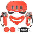 thumbnail image 1 of Rechale VR Silicone Case for Meta Quest 3, Design Upgraded Accessories for Oculus Quest 3, Face Cover, Controller Grips, Shell Cover, Lens Cover, Disposable Eye Cover(Red), 1 of 10