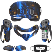 Rechale VR Silicone Case for Meta Quest 3, Design Upgraded Accessories for Oculus Quest 3, Face Cover, Controller Grips, Shell Cover, Lens Cover, Disposable Eye Cover(Blaze Blue)