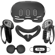Rechale VR Silicone Case for Meta Quest 3, Design Upgraded Accessories for Oculus Quest 3, Face Cover, Controller Grips, Shell Cover, Lens Cover, Disposable Eye Cover(Black)