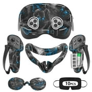 Rechale VR Silicone Case for Meta Quest 3S Edition, Design Upgraded Accessories for Oculus Quest 3s, Face Cover, Controller Grips, Shell Cover, Lens Cover, Disposable Eye Cover(Blue Skull)