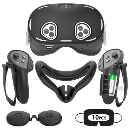 Rechale VR Silicone Case for Meta Quest 3S, Design Upgraded Accessories for Oculus Quest 3s, Face Cover, Controller Grips, Shell Cover, Lens Cover, Disposable Eye Cover(Black)