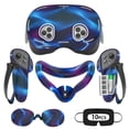 thumbnail image 1 of Rechale VR Silicone Case for Meta Quest 3S, Design Upgraded Accessories for Oculus Quest 3s, Face Cover, Controller Grips, Shell Cover, Lens Cover, Disposable Eye Cover(Blue Stripe), 1 of 8