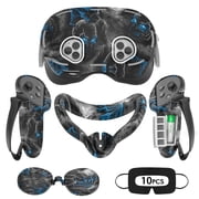 Rechale VR Silicone Case for Meta Quest 3S, Design Upgraded Accessories for Oculus Quest 3s, Face Cover, Controller Grips, Shell Cover, Lens Cover, Disposable Eye CoverBlue Skull