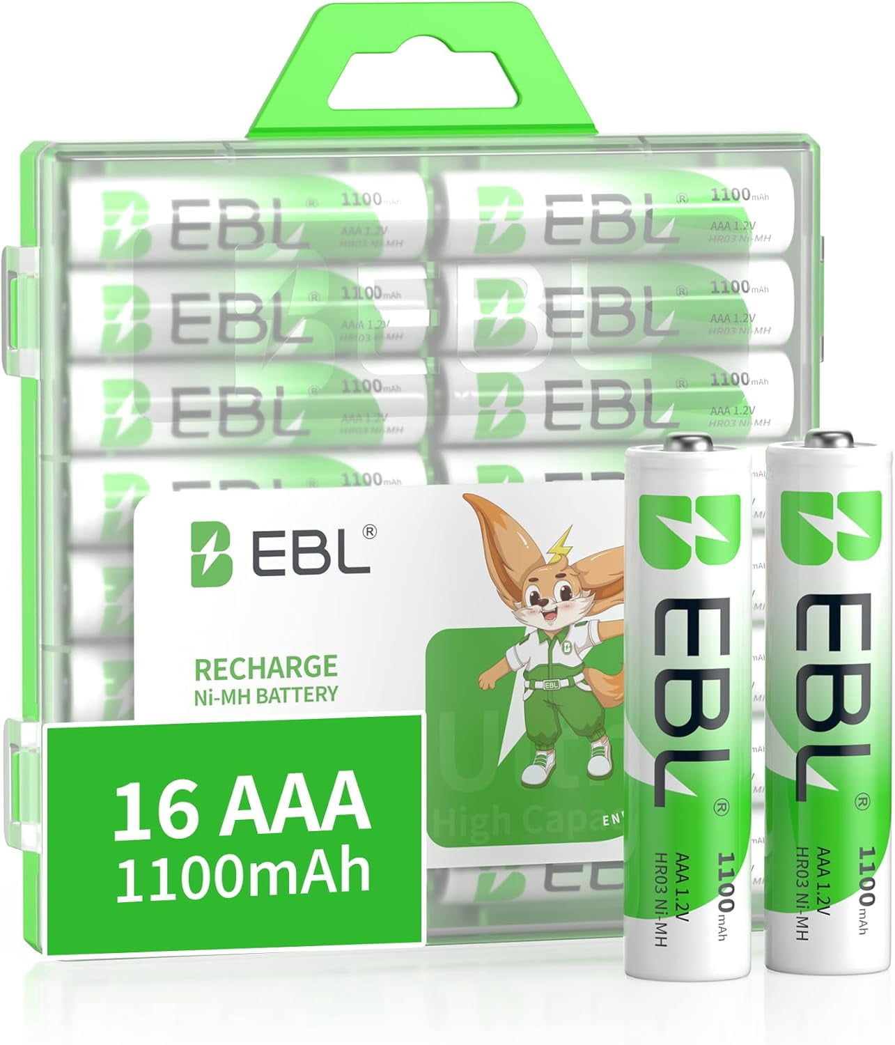 Rechargeable AAA Batteries (16-Counts) Ready2Charge 1100mAh 1.2V Ni-MH Battery