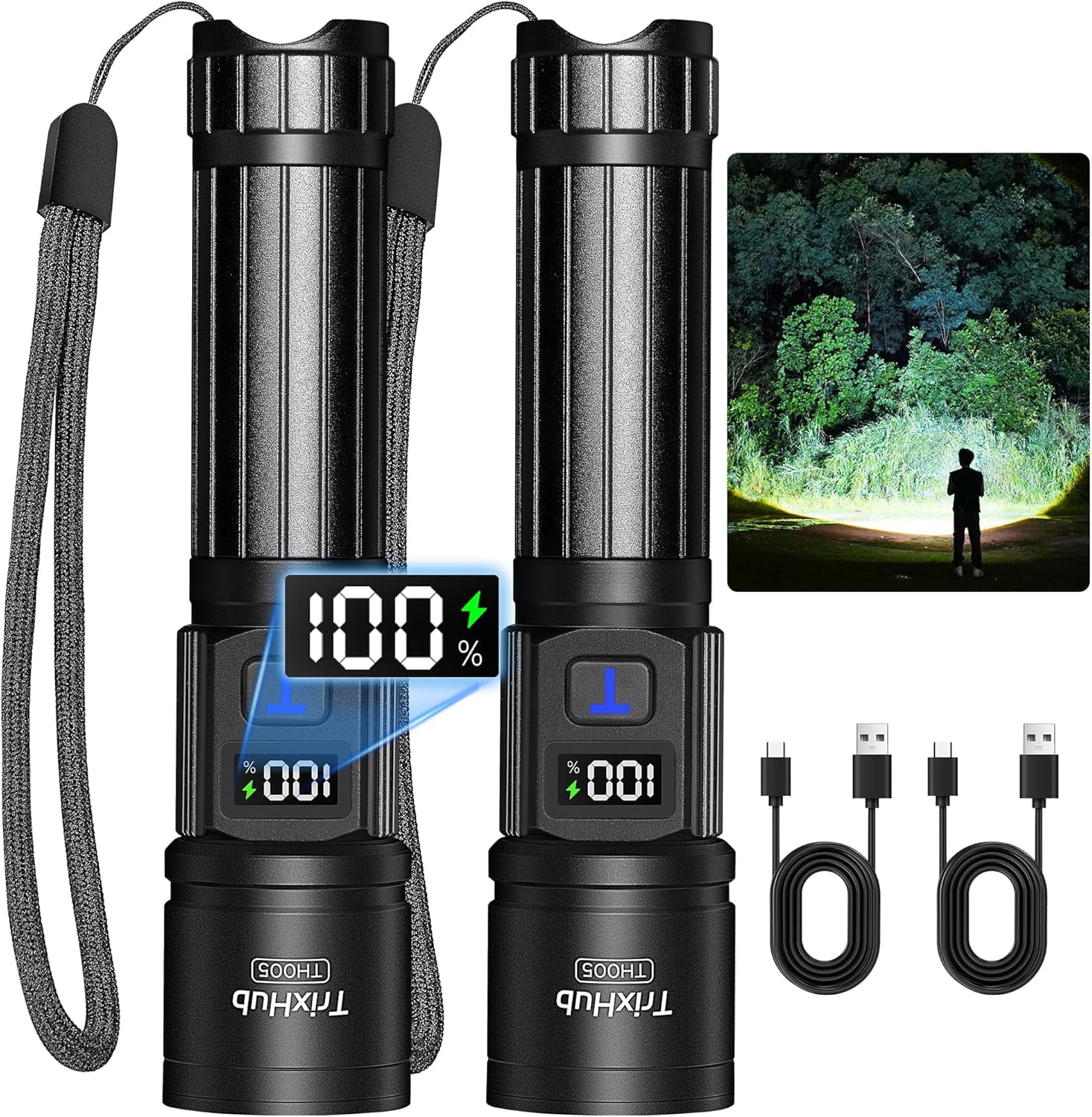 Recharable Flashlights 2 Pack, Super Bright High Lumens Flash Light, 5 ...