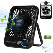 Rechargable Desk Fan Table Fan with LCD creen Display, Compact Size Travel Fan, Continuously Variable Speed Cooling Fan for Office Bedroom Table Desktop, Black
