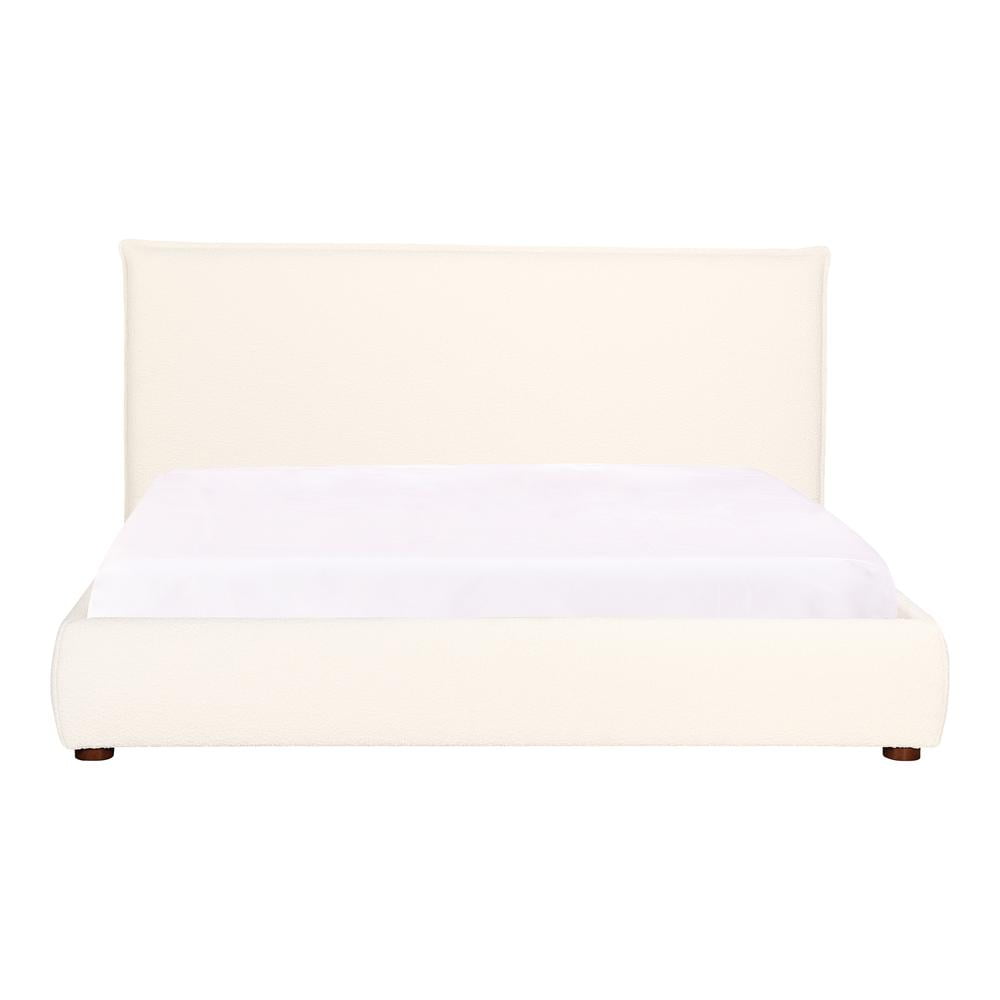 Serene White Velvet King Platform Bed with Tufted Upholstery