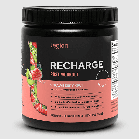 Legion Recharge Post-Workout Creatine, HMB & Tart Cherry Powder, Strawberry Kiwi, 30 Servings