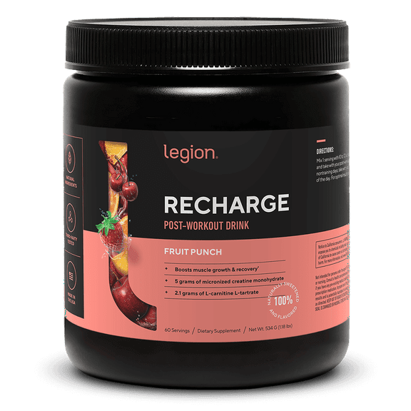 Recharge Post-Workout Recovery Supplement naturally sweetened and flavored