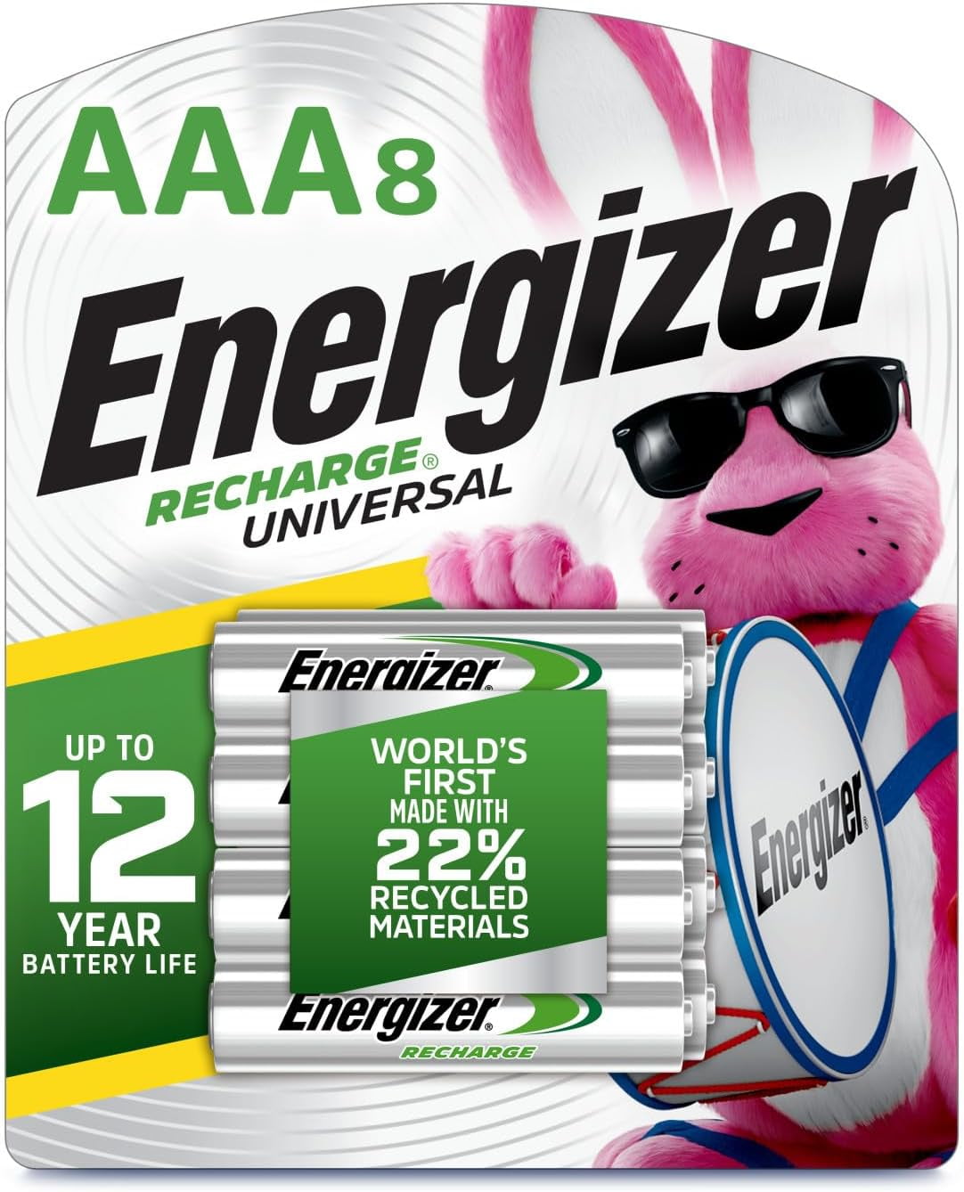 Recharge Universal Rechargeable AAA Batteries (8 Pack), Triple A