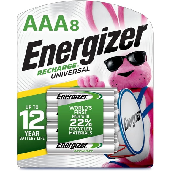 Recharge Universal Rechargeable AAA Batteries (8 Pack), Triple A Batteries