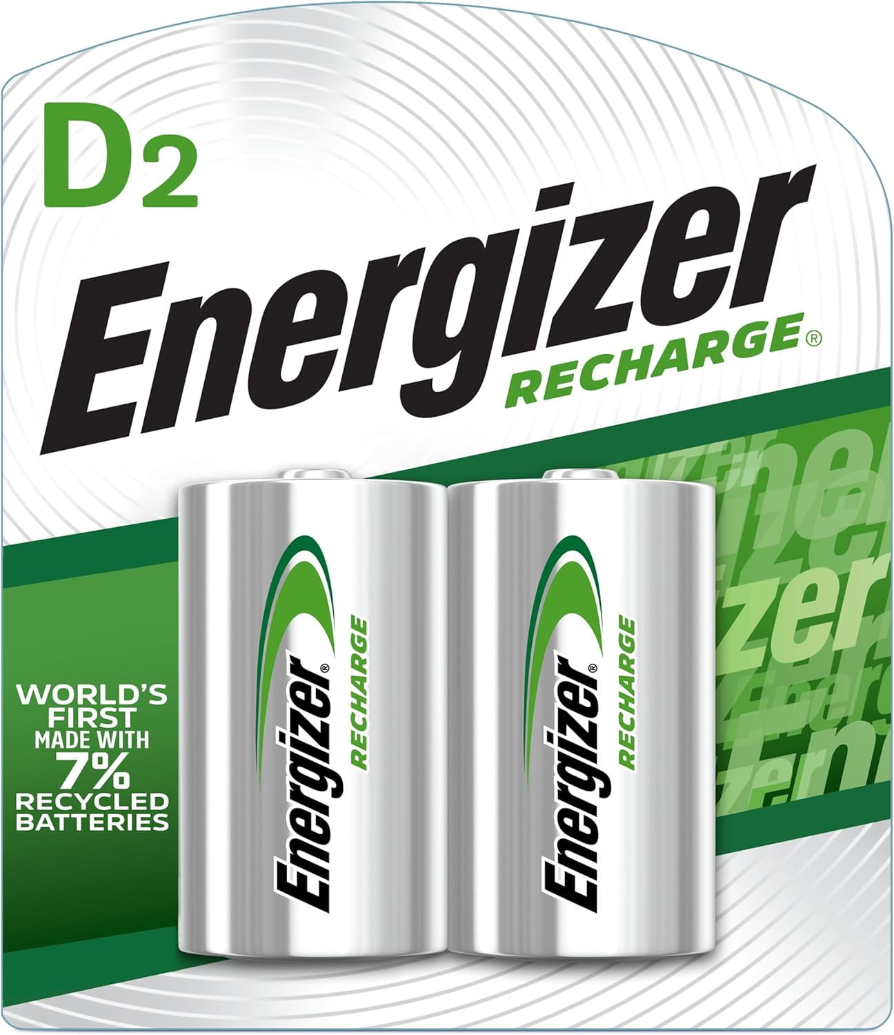 Recharge Universal Rechargeable D Batteries, 2 Pack