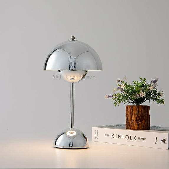 Rechargeab Mood led lights Kitchen bedroom bedside table room Desk Christmas fathers gifts Home decoration Wedding table lamp (Chrome)