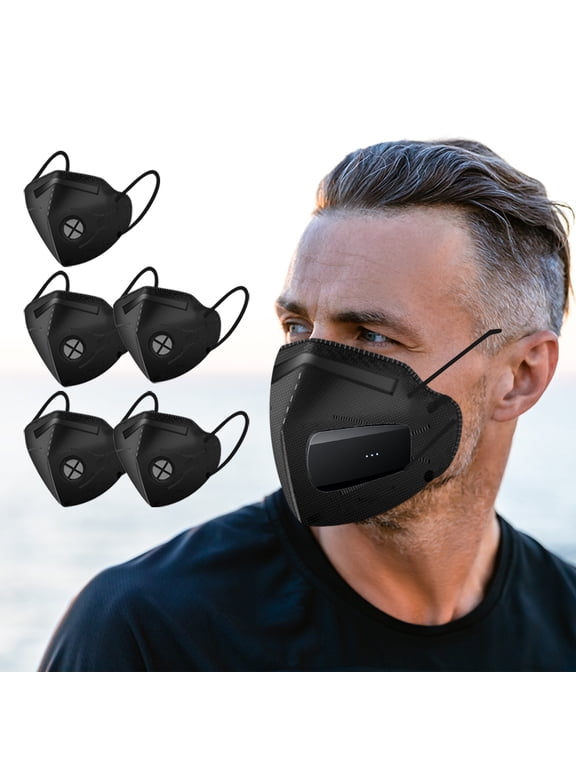Rechargeabl Electric exhaust KN95 mask with fan, with 5 filter, replaceable filter respirator mask, dust, pollen, woodworking, running, mountain climbing, parties, cycling, spray painting