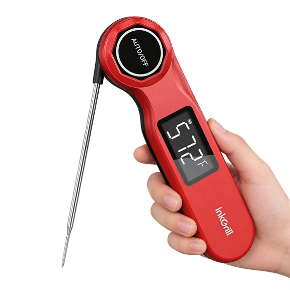Rechargeable 0.5 Sec Reading Instant Read Meat Thermometer for Cooking, Digital Food Thermometer with High Precision Sensor, 1.42" Big Screen Waterproof Magnetic Meat Thermometer for Steak Fry Candy