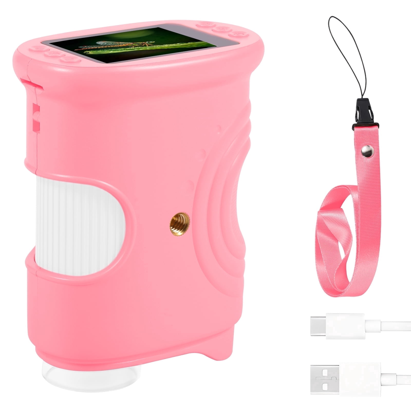 Wakehye, Rechargeable Kids Microscope, 2 Inch IPS Screen, Pink ...