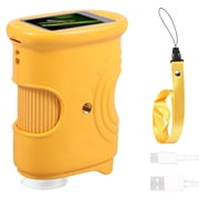 Rechargeable 1000X Handheld Kids Microscope 2 Inch IPS Screen - Ideal Present for 4 to 7 Years Old Children Yellow