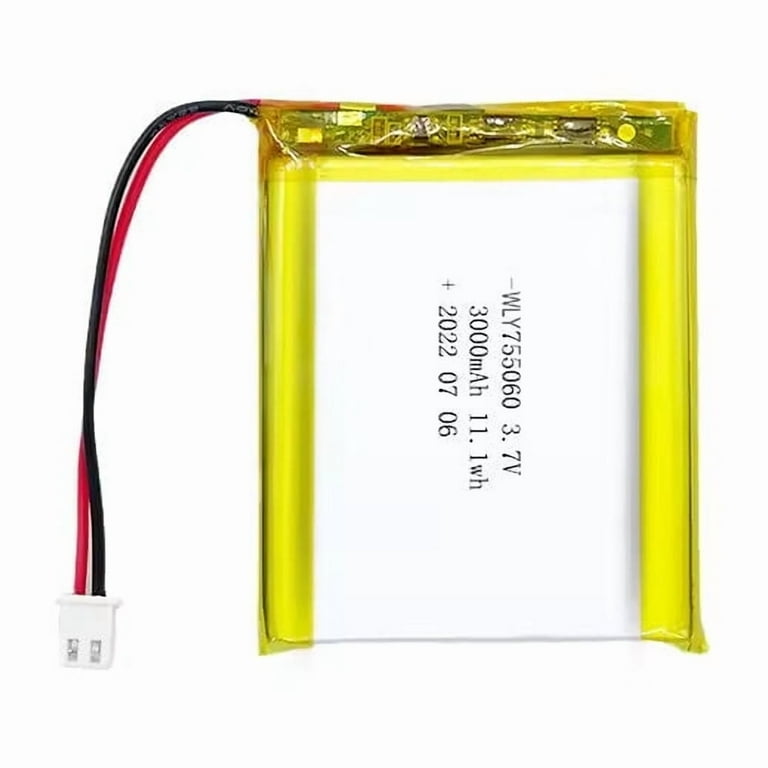 Rechargeable 11.1Wh 755060 3.7V 3000mAh Li-ion Li-Po Polymer Battery With  PCB, No JST Connector - New - Walmart.com