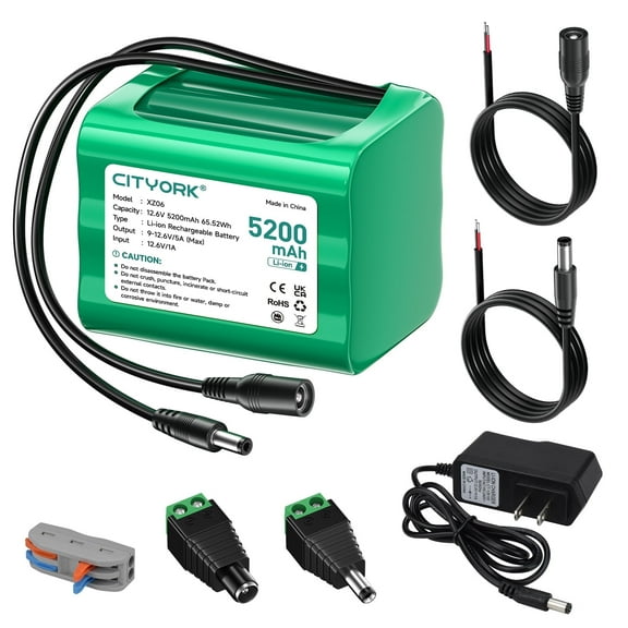 Rechargeable 12V 5200mAh DC Battery Lithium for 12V Devices, RC Car, Boat, Robot,, Electric Pianos, Solar Panel, CCTV, MP3 Players,DIY Projects,LED Light Strip, Fishing Lights Kid Ride Car