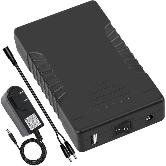 Rechargeable 12V 6000mAh/5V 12000mAh DC Output Lithium ion Battery Pack for LED Strip/CCTV Camera/Telescope/Modem and More, Portable Li-ion Power Bank with 12.6V Charger, Black